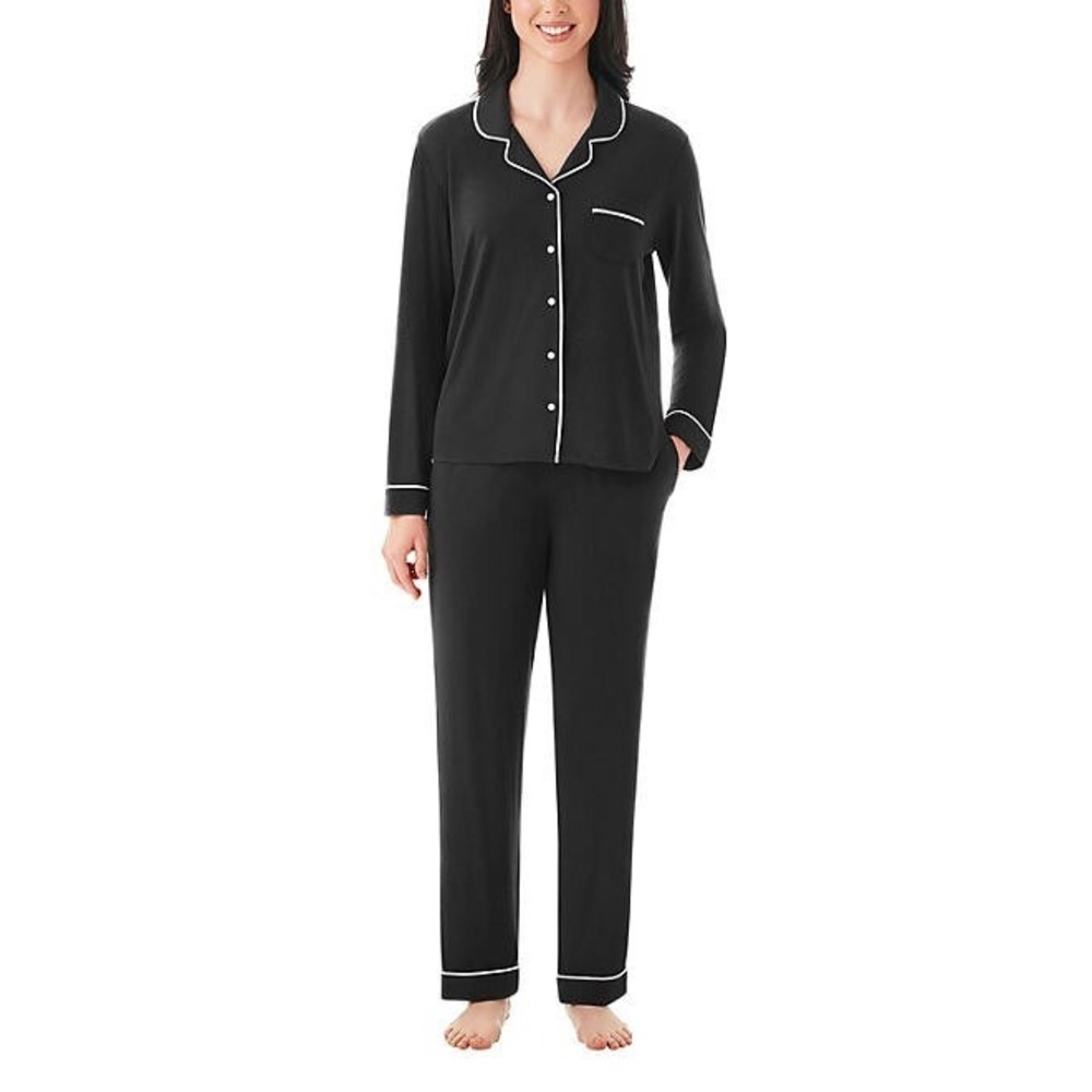 Member's Mark Womens Notch Collar Pajama Set XXL Black Soot Micro Modal